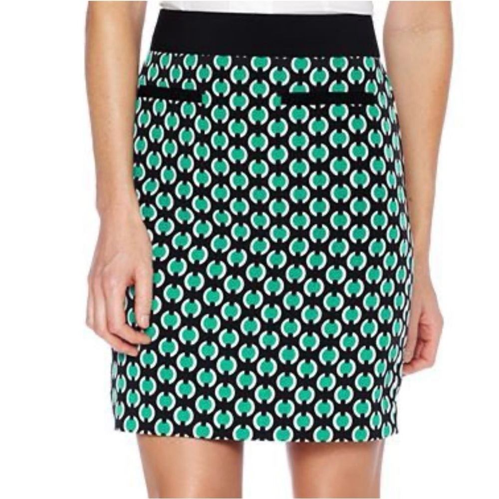 NWT Worthington Black and Teal Patterned Pencil Skirt